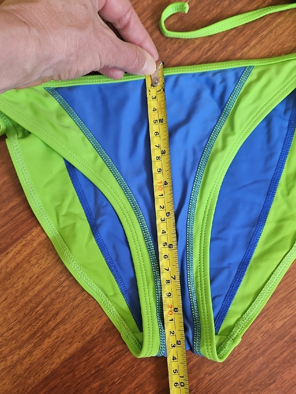 BODY GLOVE String Bikini Dita Triangle Top & Side Tie Bottoms Green & Blue Med - Picture 12 of 12